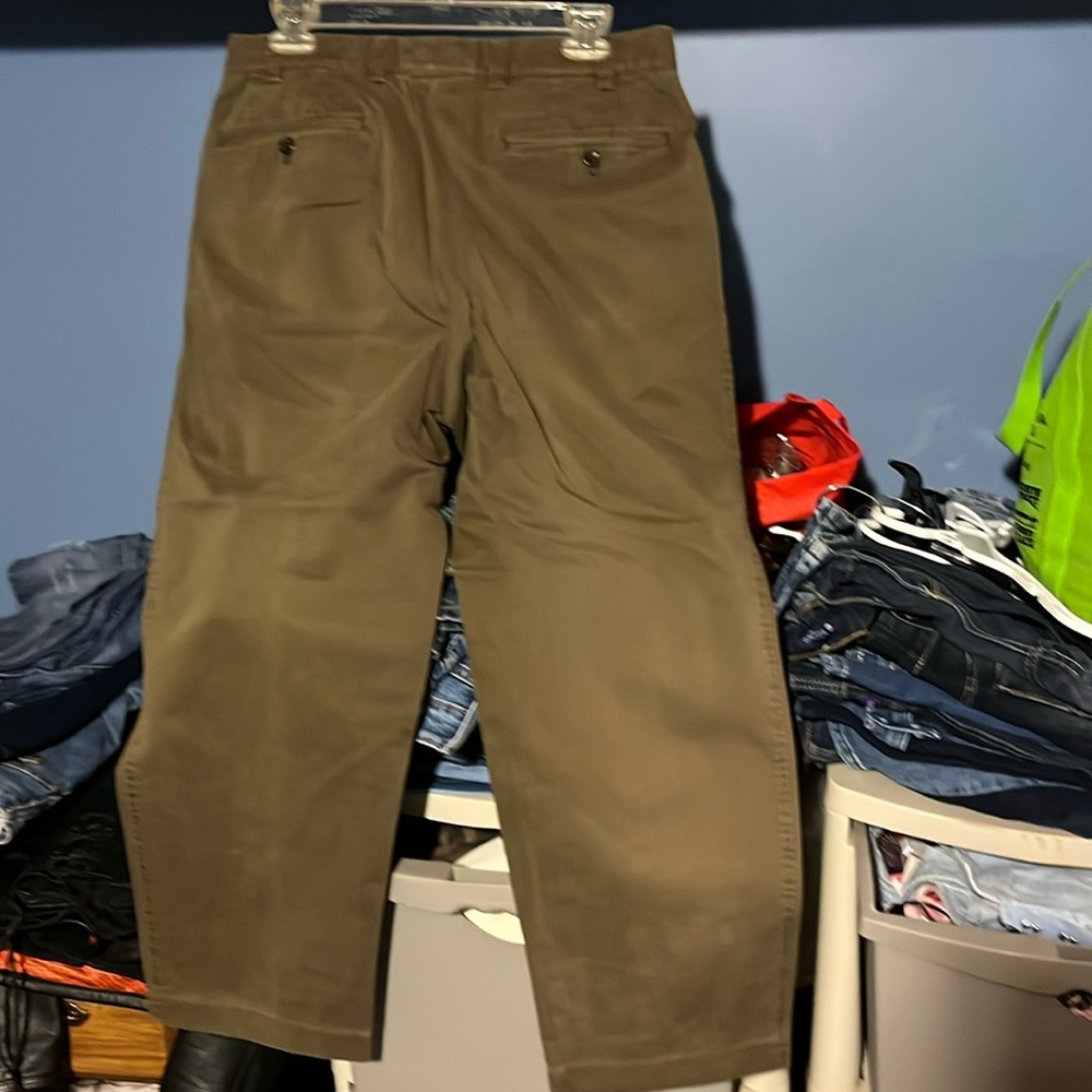HILTL Olive green PANTS Mens 32 SHORT LEGS German Design ZE600 chino Cotton Pant